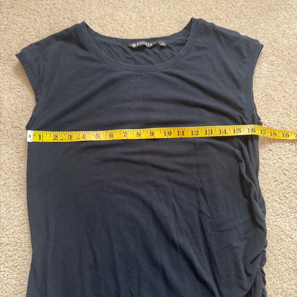 Athleta Black Ruched Side Cap Sleeve Dress Size L Soft Stretch - Picture 7 of 9